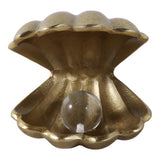 Decorative Figurine - Gold Metal Clam Acrylic Pearl, 5 in.