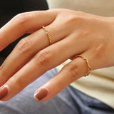 18K Non-Tarnish Minimalist Thin Braided Ring