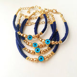 Blue Evil Eye Bracelet, Seed Beads Bracelet, Evil Eye Charm Bracelet