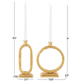 Modern Gold Metal Candle Holder Set