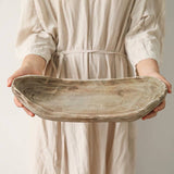 Retro Wooden Boat-Shaped Fruit Platter – Handmade Paulownia Wood Serving Tray