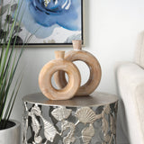 Natural Brown Wood Vase Set