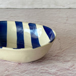 Ceramic stripe  Bowl, Blue 7x5x2 Inches