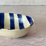 Ceramic stripe  Bowl, Blue 7x5x2 Inches