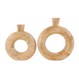 Natural Brown Wood Vase Set