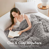 Soft Ruched 50x60" Throw Blanket, Grey