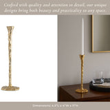 Taper Candle Holder - Gold Metal Forged, 11 in.