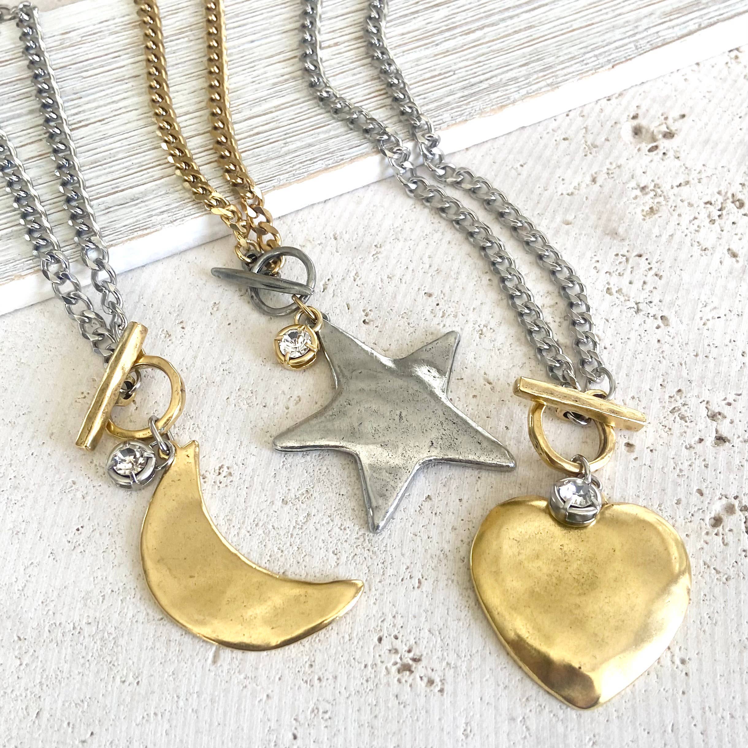 Star moon heart mixed meta necklaces no tarnish jewelry 2025