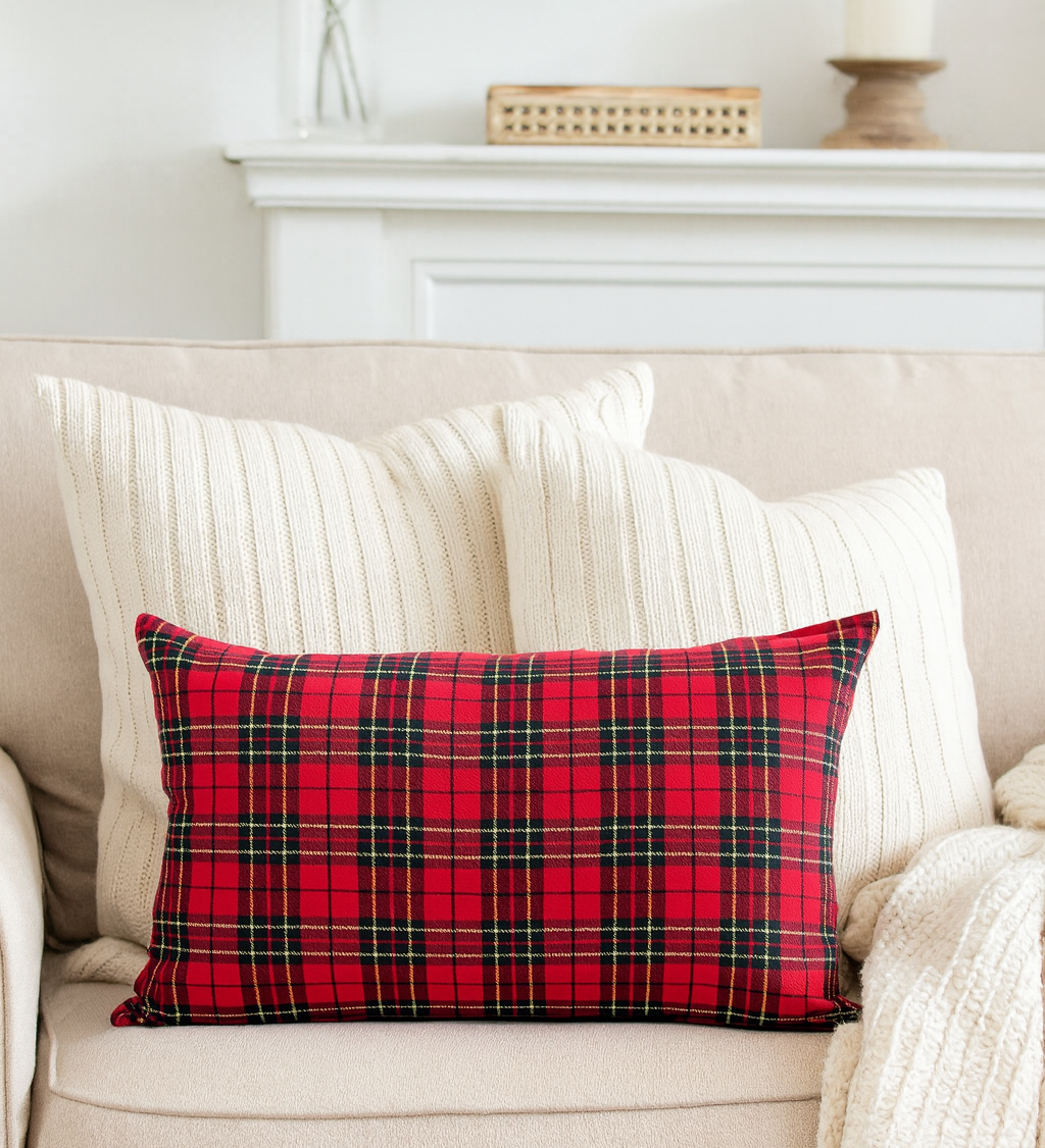Classic Tartan Plaid Lumbar Decorative Throw Pillow