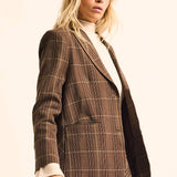 Plaid Oversized Two-Button Blazer Jacket