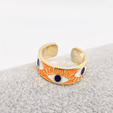 Enamel Gold-Plated Evil Eye Ring