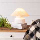 Lamp - Rustic White Base, Pleated Cream Shade