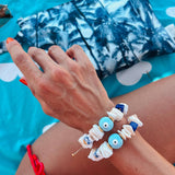 Shell and ceramic beaded summer bracelets