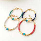 Blue Evil Eye Bracelet, Seed Beads Bracelet, Evil Eye Charm Bracelet