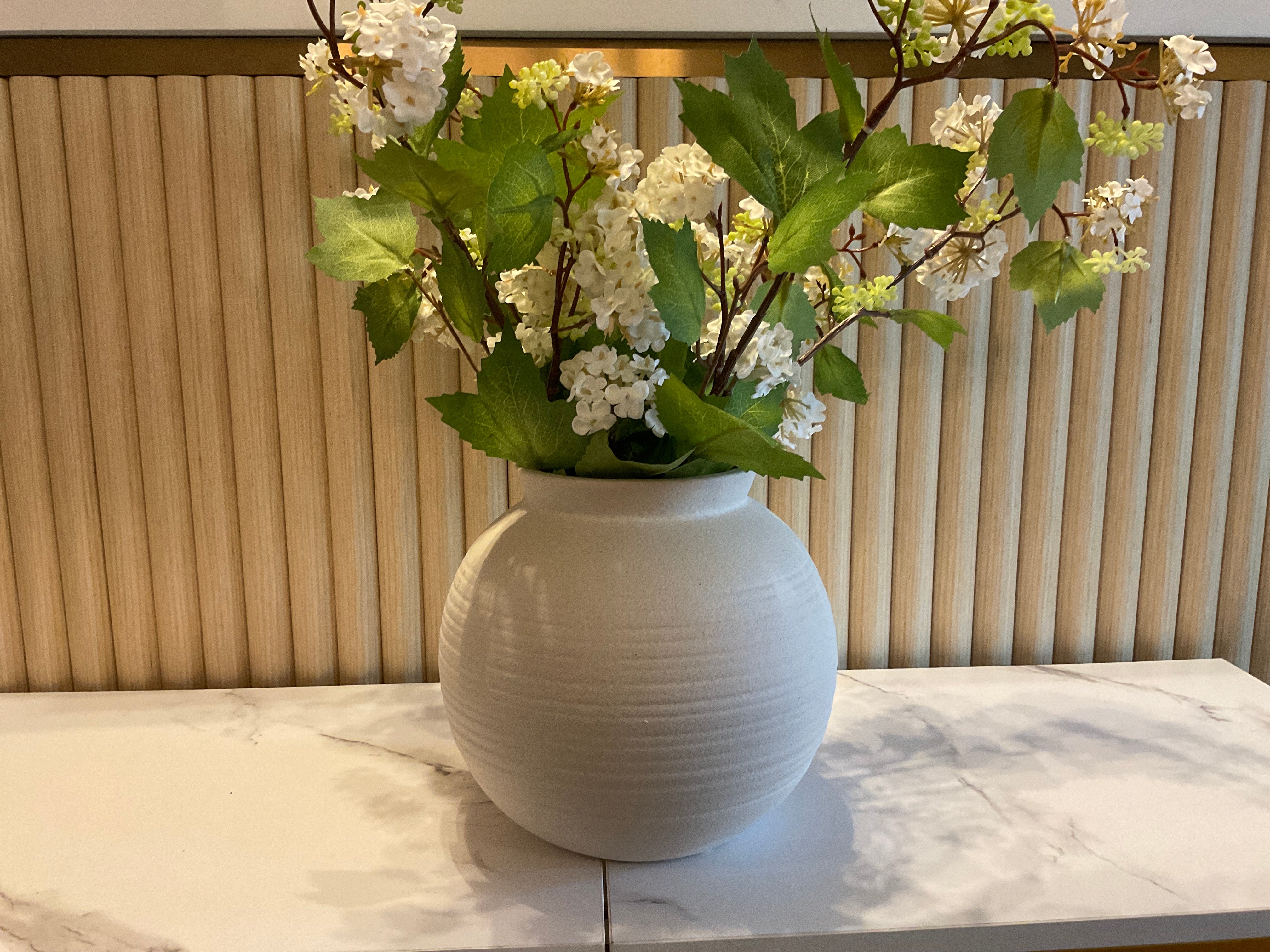 Faux White Flowers in Vase