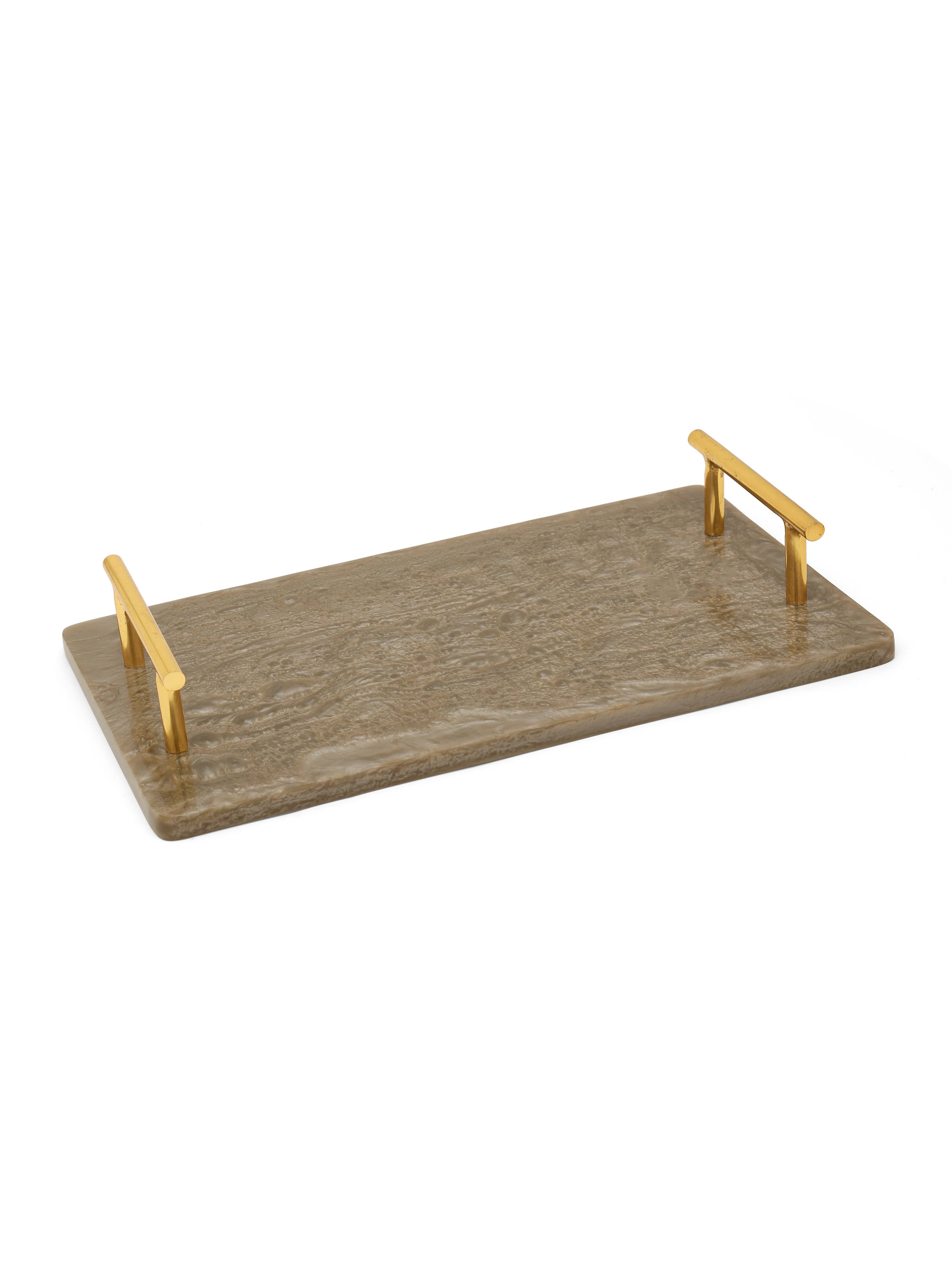 Brown Resin Serving Board with Handles