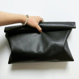 RETRO CURLED HIGH CAPACITY HANDBAG CASUAL CLIP BAG