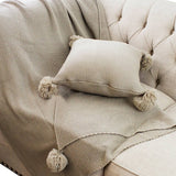 Khaki Chunky Knit Pom Pom Decorative Throw Pillow