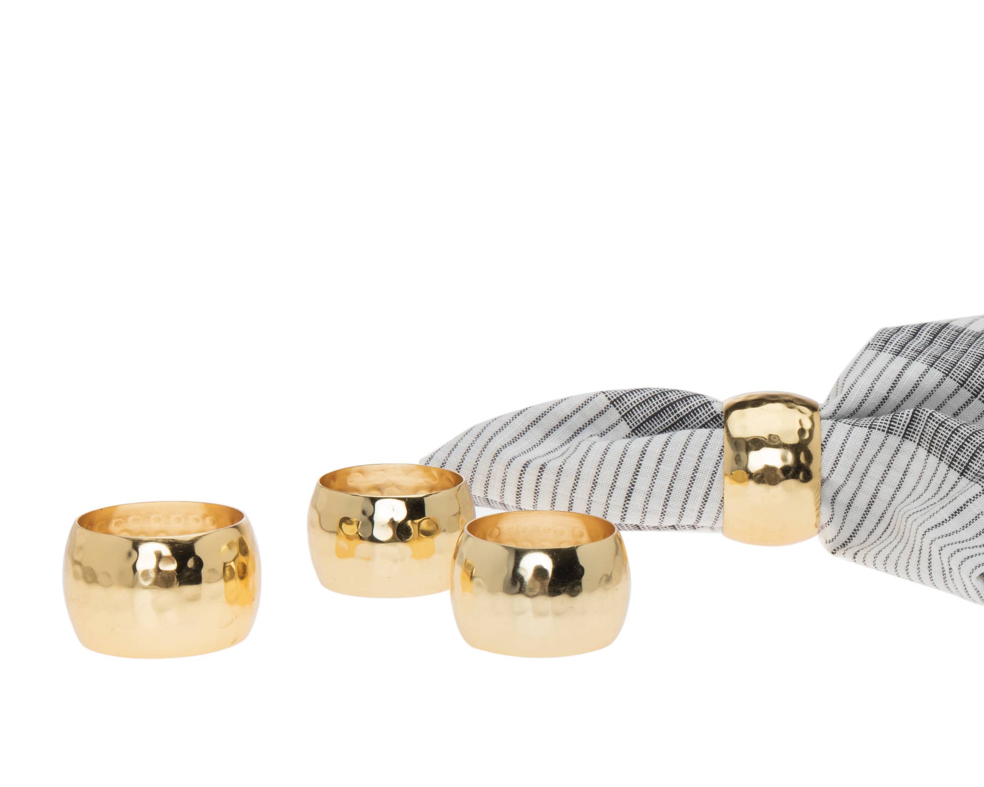 S/4 Gold Round Hammered Napkin