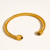 Vail 18K Gold Non-Tarnish Stone Braided Bangle