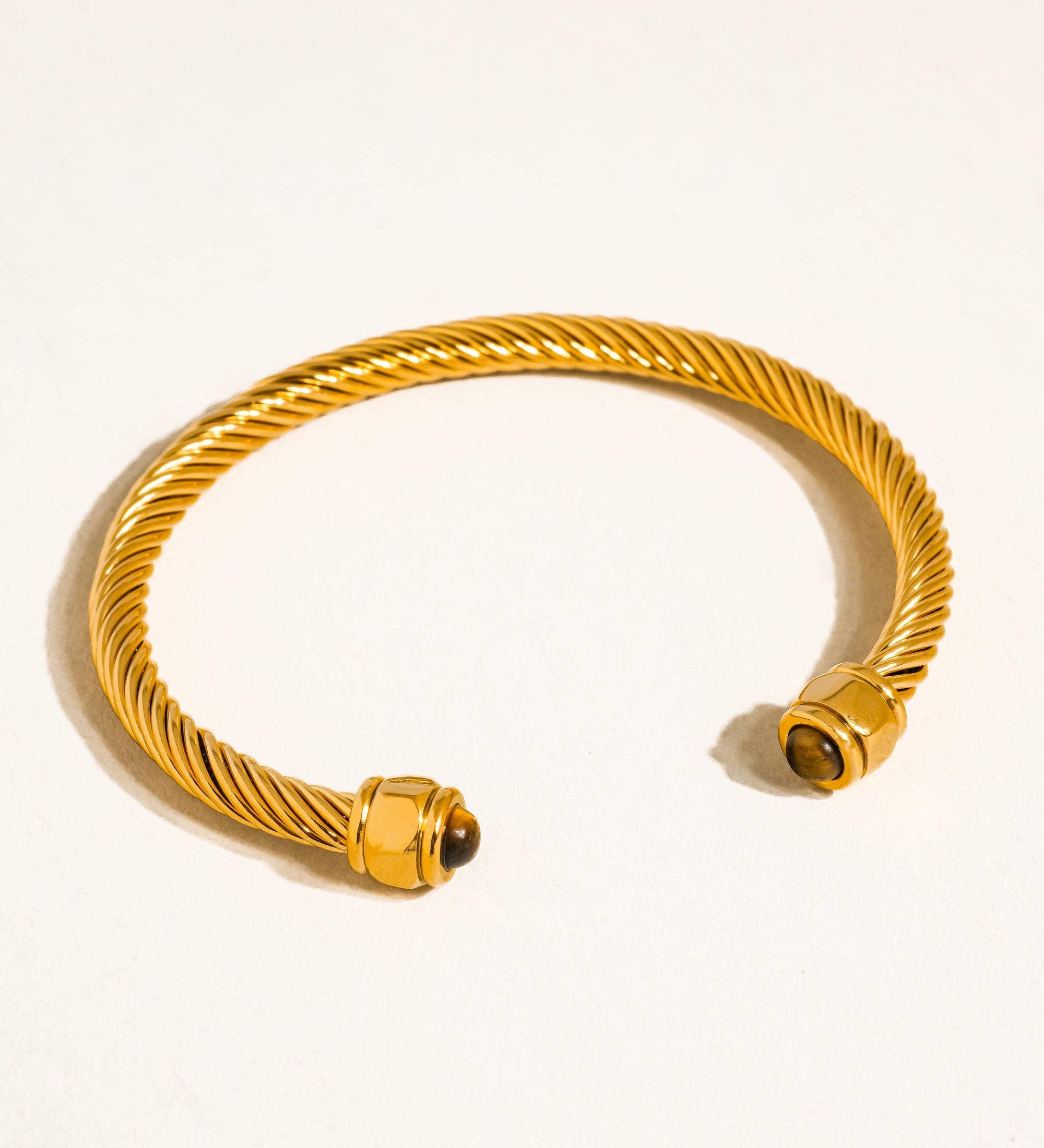 Vail 18K Gold Non-Tarnish Stone Braided Bangle