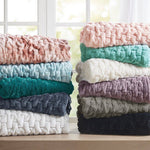Soft Warm Ruched 50x60" Throw Blanket, Ivory
