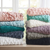 Soft Warm Ruched 50x60" Throw Blanket, Ivory