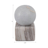 Taper Holder - Multicolor Marble Ball on Cube, 5 in.