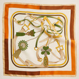 Equestrian Tassel and Buckle Square Silky Satin Scarf