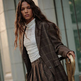Plaid Oversized Two-Button Blazer Jacket