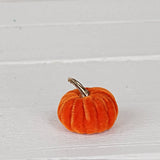 6 velvet 2in pumpkins w.golden stem-Orange