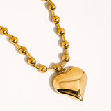 Paris 18K Gold Non-Tarnish Large Heart Chain Necklace