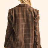 Plaid Oversized Two-Button Blazer Jacket