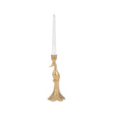 Candle Holder - Gold Metal Elegant Peacock Taper, 10 in.