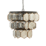 17"W Sabrina Glam Black, Gold, and Silver Drum Shade Pendant