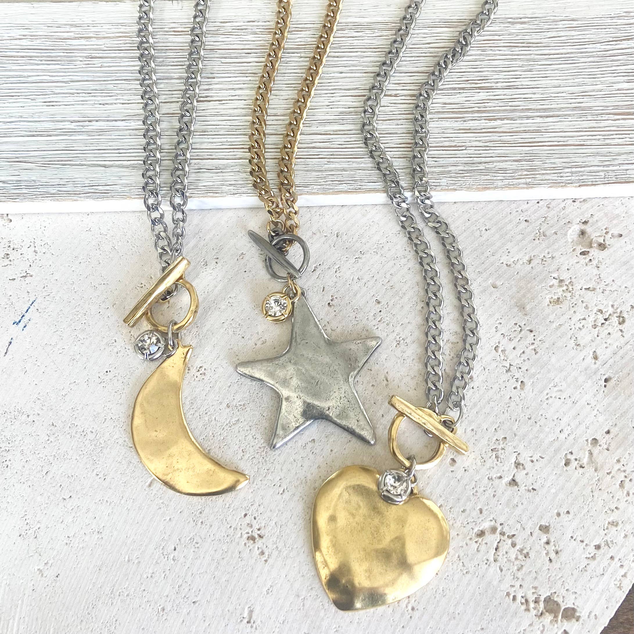 Star moon heart mixed meta necklaces no tarnish jewelry 2025