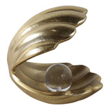 Decorative Figurine - Gold Metal Clam Acrylic Pearl, 5 in.