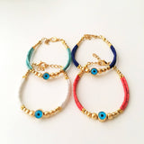 Blue Evil Eye Bracelet, Seed Beads Bracelet, Evil Eye Charm Bracelet
