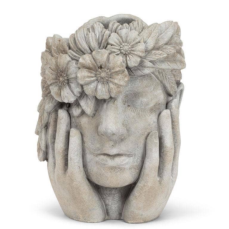 Woman w/Flower Halo Planter-9.5"H