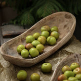 Retro Wooden Boat-Shaped Fruit Platter – Handmade Paulownia Wood Serving Tray