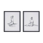 Feminine Figure Sketch Wall Decor Framed Art 2-PIece Set