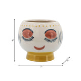 Decorative Planter - Ivory/Yellow Ceramic Artsy Face, 7 in.