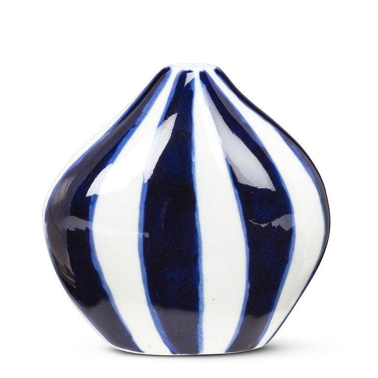 Sm Flat Striped Bud Vase-4"H