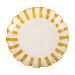 Ceramic Stripe Cake Stand, Yellow  - 10 x 10 x 3.75 Inches