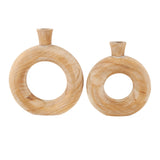 Natural Brown Wood Vase Set