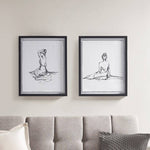 Feminine Figure Sketch Wall Decor Framed Art 2-PIece Set