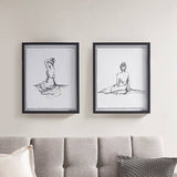 Feminine Figure Sketch Wall Decor Framed Art 2-PIece Set