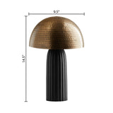 14.5"H Mushroom Brass Dome Shade Cylinder Table Lamp