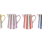 Ceramic Stripe Pitcher, Red- 8.25 x 8.25 x 8 Inches