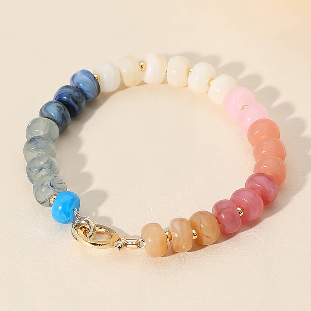 Natural Stone Metal Ball Beaded Bracelet